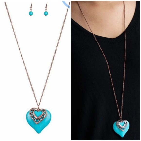 SOUTHERN HEART TURQUOISE NECKLACE/EARRING SET